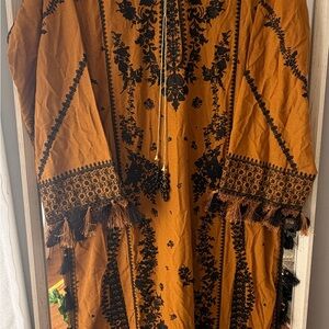 Salwar kameez Embroidered Mustard and Black 2 pc